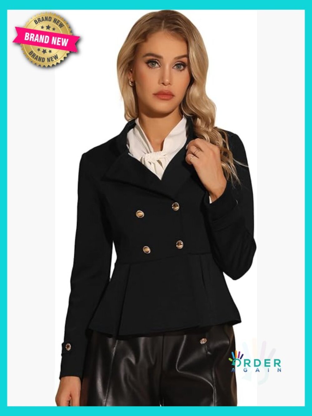 Vintage Peplum Steampunk Jacket Double Breasted Lapel Collar Office Blazer